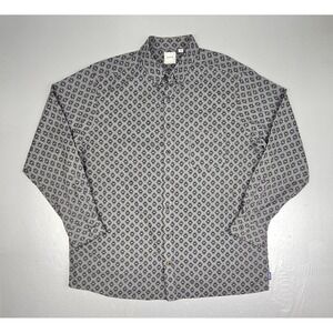 ROWM Button Down Shirt Mens 2XT Gray‎ Southwestern Print Gray Longsleeve